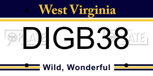 DIGB38 West Virginia License Plate