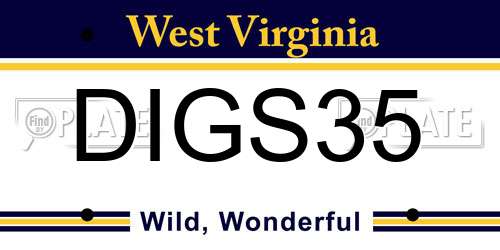 DIGS35 West Virginia License Plate