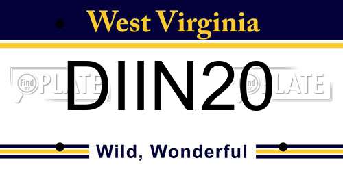 DIIN20 West Virginia License Plate