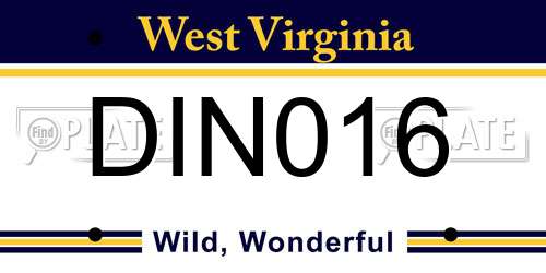 DIN016 West Virginia License Plate