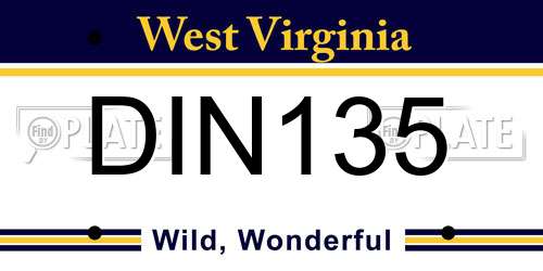 DIN135 West Virginia License Plate