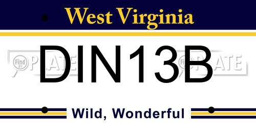 DIN13B West Virginia License Plate