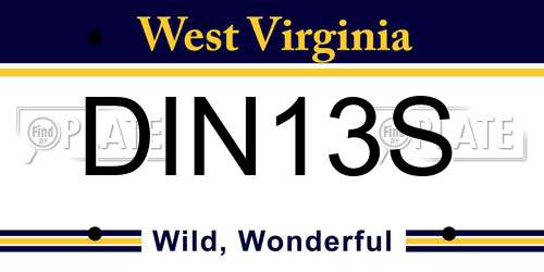 DIN13S West Virginia License Plate