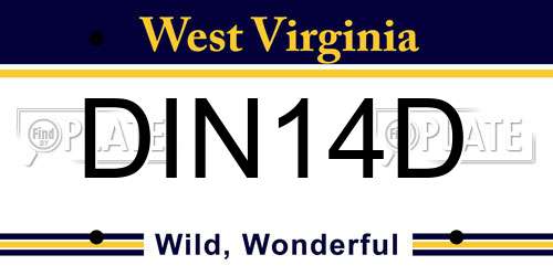DIN14D West Virginia License Plate