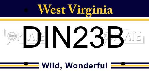 DIN23B West Virginia License Plate