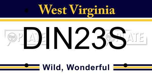 DIN23S West Virginia License Plate