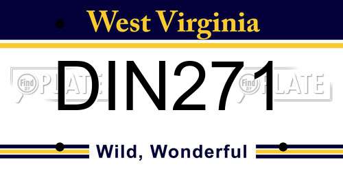 DIN271 West Virginia License Plate