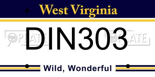 DIN303 West Virginia License Plate