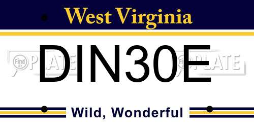DIN30E West Virginia License Plate