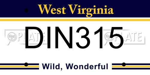 DIN315 West Virginia License Plate