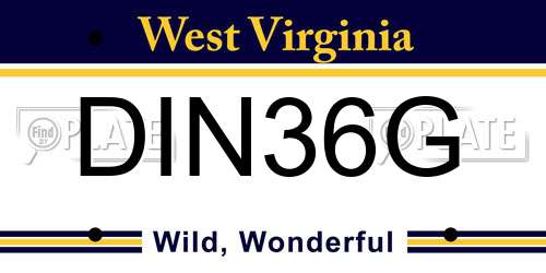 DIN36G West Virginia License Plate