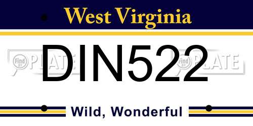 DIN522 West Virginia License Plate
