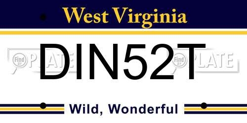 DIN52T West Virginia License Plate