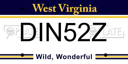 DIN52Z West Virginia License Plate