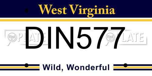 DIN577 West Virginia License Plate