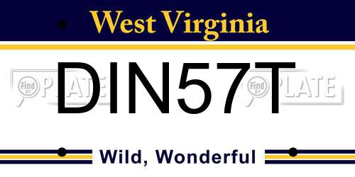 DIN57T West Virginia License Plate