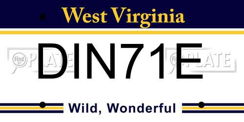 DIN71E West Virginia License Plate