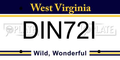 DIN72I West Virginia License Plate