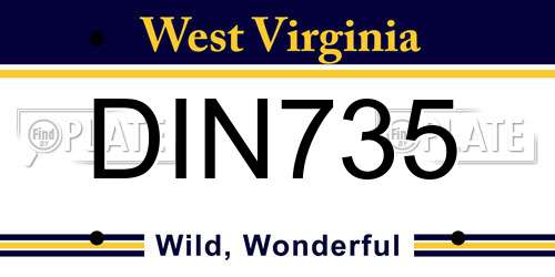 DIN735 West Virginia License Plate