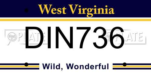 DIN736 West Virginia License Plate