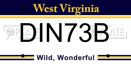DIN73B West Virginia License Plate