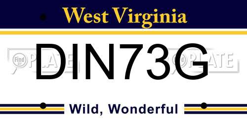 DIN73G West Virginia License Plate