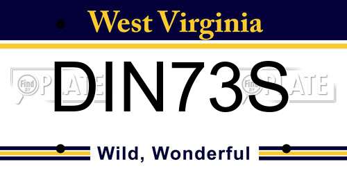 DIN73S West Virginia License Plate