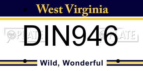 DIN946 West Virginia License Plate