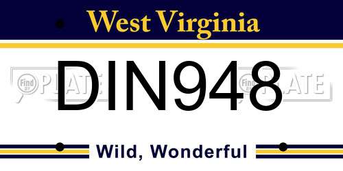 DIN948 West Virginia License Plate