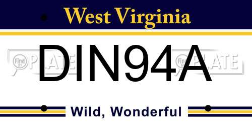 DIN94A West Virginia License Plate