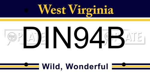 DIN94B West Virginia License Plate