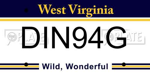 DIN94G West Virginia License Plate