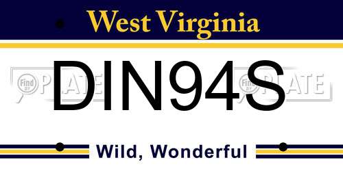 DIN94S West Virginia License Plate