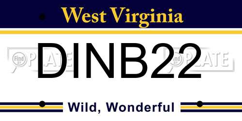 DINB22 West Virginia License Plate