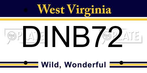 DINB72 West Virginia License Plate