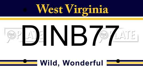 DINB77 West Virginia License Plate