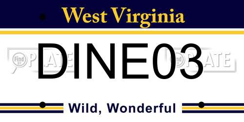 DINE03 West Virginia License Plate
