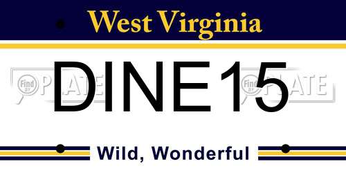DINE15 West Virginia License Plate