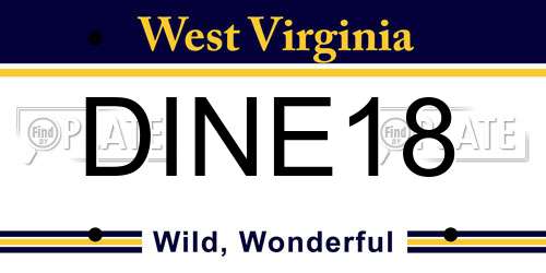 DINE18 West Virginia License Plate
