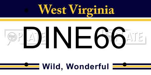 DINE66 West Virginia License Plate