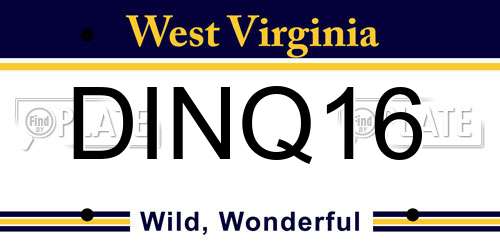 DINQ16 West Virginia License Plate