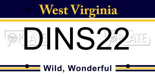 DINS22 West Virginia License Plate