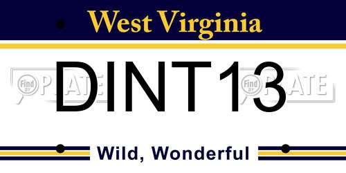 DINT13 West Virginia License Plate