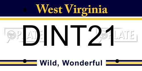 DINT21 West Virginia License Plate
