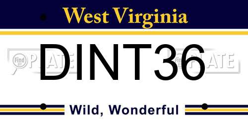 DINT36 West Virginia License Plate