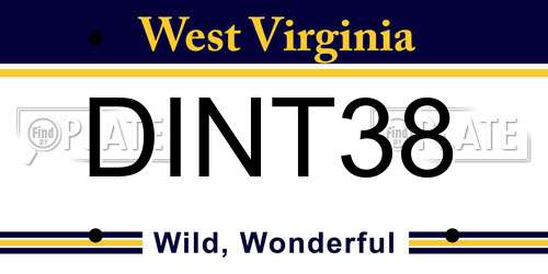 DINT38 West Virginia License Plate