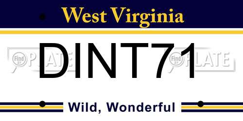 DINT71 West Virginia License Plate