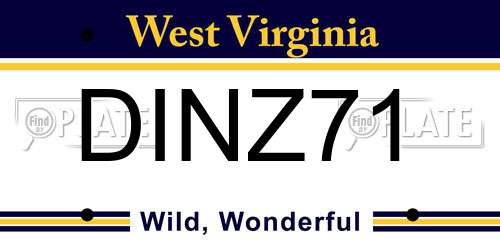 DINZ71 West Virginia License Plate