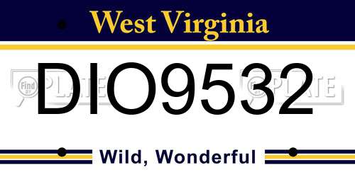 DIO9532 West Virginia License Plate
