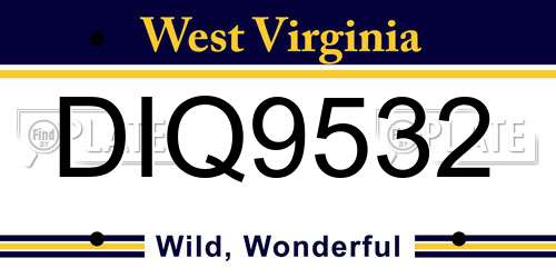 DIQ9532 West Virginia License Plate